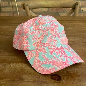 Lilly Pulitzer Run Around Baseball Hat - pink and blue coral and seahorse print